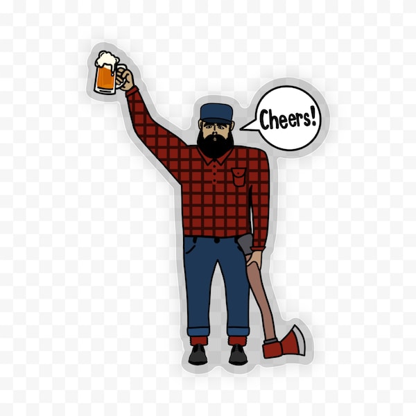 Paul Bunyan Clear Vinyl Sticker | Cheers Sticker | Lumberjack