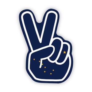 Alaska State Flag Peace Fingers Sticker