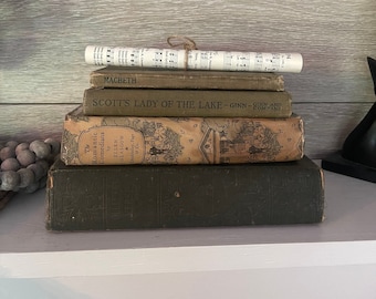 Vintage Books | Vintage Book Stack | Decorative Book Decor | Antique Books | Vintage Decor | Book Stack | Book Bundle | Home Decor
