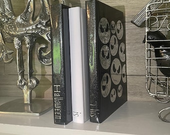 Handmade Halloween Book Stack | Jack Skellington Decor Books