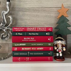 Christmas Book Decor | Christmas Books By Their Color | Holiday Book Stack | Christmas Decor | Modern Book Stack | Holiday Decor | Christmas