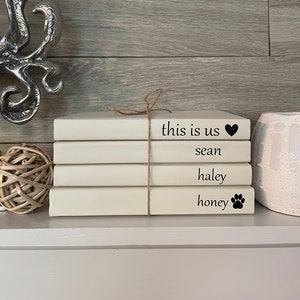 Custom Decor Book Set | Family Names Custom Set | Book Decor | Modern Farmhouse Decor | Personalized Names Decor | Neutral Home Decor