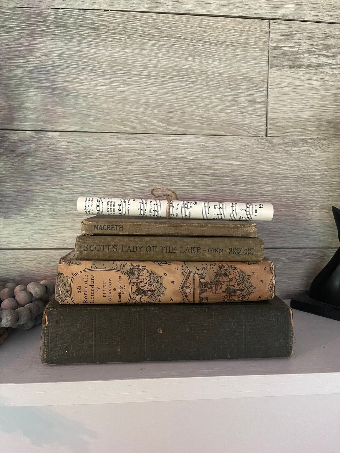 Vintage Books Vintage Book Stack Decorative Book Decor Antique Books