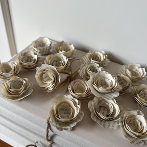 Book Page Flowers | Vintage Paper Book Confetti | Book Page Centerpieces | Decor For Tables | 2” | Book Pages