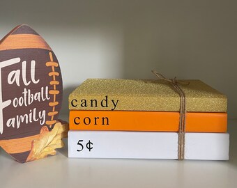 Thanksgiving Book Stack | Fall Farmhouse Decor | Handmade Hardback Books