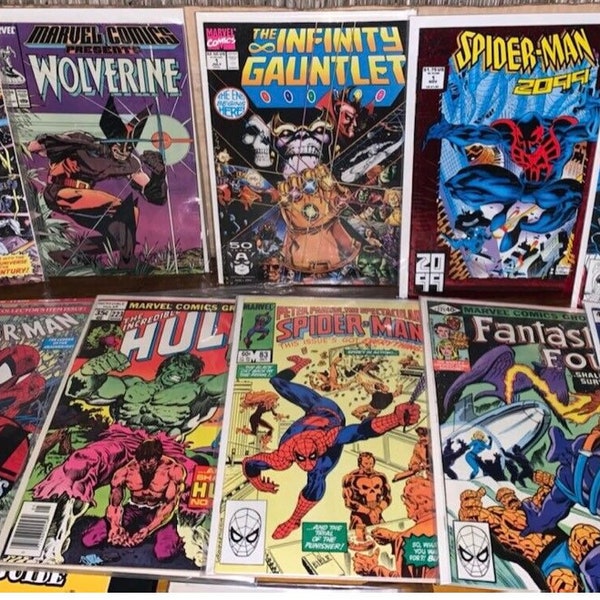 Marvel Comics Starter Kit Collector Marvel Comics Mystery Box Sac à main Marvel MCU X-Men ; Spider-Man ; Quatre Fantastiques ; Thor ; Hulk, Daredevil)