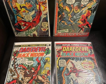 Daredevil and Black Widow Marvel Comic Book Lot of 4 comics 1970s MCU