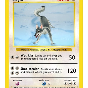 Votre animal de compagnie dans une carte Pokémon (physique), carte poke pour animal de compagnie, carte Pokémon personnalisée, anniversaire, cadeau pour les couples, pokepet
