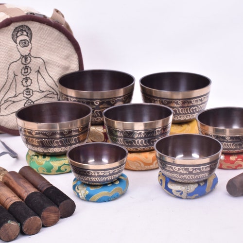 Chakra Healing Singing Bowl Set of 7 Tibetan Singing Bowls Etsy