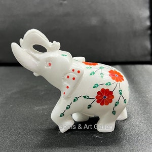 象嵌細工の大理石象の家族：手作りのインド美術のお土産 - Etsy 日本