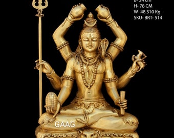 Brass Figure of Lord Shiva (The Creator and Destroyer , Master of Poison and Medicine, the Great Yogi, God of Time, the Cosmic Dancer)