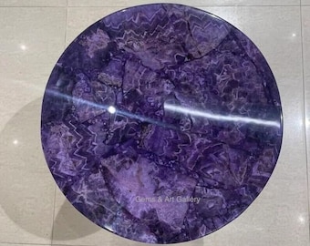 Natural Amethyst Round Table Top | Dining Table Top | Living Room Table Top | Coffee Table (Customisable)