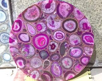 Round Pink Agate Table Top, Dining Table, Coffee Table, Resin Table ( Can be customised as per the size and design)