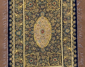 Zardozi Wall Art Tapestry | Real Gemstone Hand Embroidered Velvet | Luxury Indian Floral Panel | 24x36 Inches