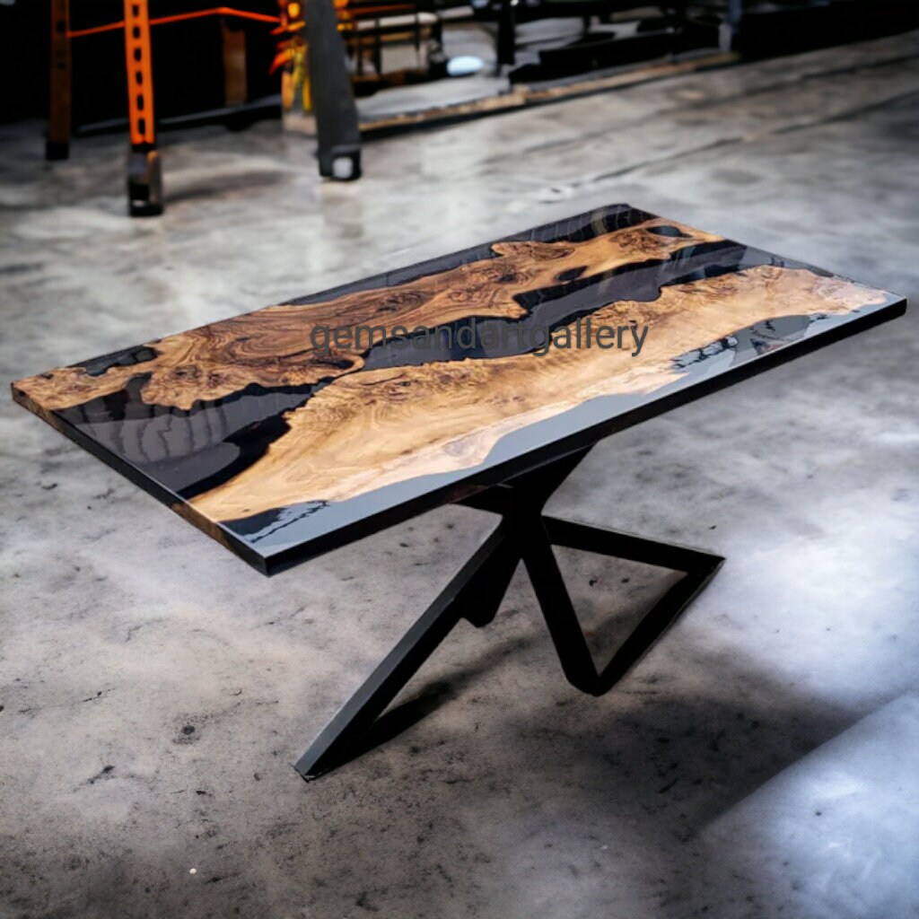 Epoxy Table Top with Acacia Wood | Dining Table Top | Live Edge Wooden Table Top | Coffee Table Top (Customisable)
