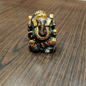 Hand painted Jade stone figure of Lord Ganesha , home decor , figures, statues , gods, India , Ganesh , Religious