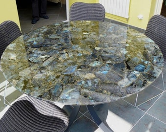 Dessus de table en labradorite naturelle, table à manger, table basse (peut être personnalisé en fonction de la taille et du design)