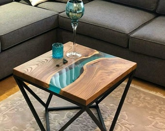 Epoxy Table Top with Acacia Wood, Dining Table, Live Edge Wooden Table, Resin River Table ( Can be customised as per the size and design)
