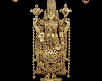 Brass Figure of Shri Balaji / Lord Balaji / Reincarnation of the Maha Vishnu  / Indian God