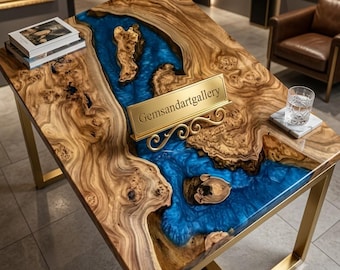 Acacia Wood Live Edge Epoxy Table | Customisable Resin Dining Table