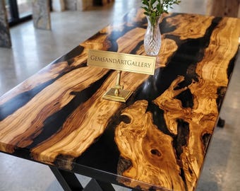 Acacia Wood Epoxy Table | Live Edge | Resin Dining Table | (Customisable)