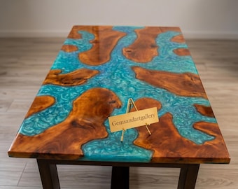 Handmade Acacia Wood & Epoxy Resin Table | Customizable