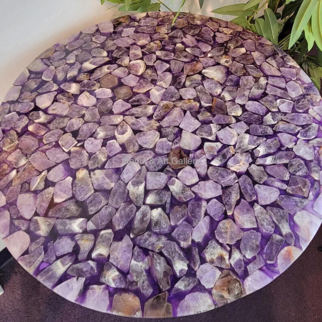Ruby Table Top Natural Amethyst Round Table Top | Dining Table Top | Living Room Table ...