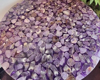 Natural Amethyst Round Table Top | Dining Table Top | Living Room Table Top | Coffee Table Top (Customisable)