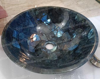 Natural Labradorite Washbasin / Counter washbasin / Sink (customisable)