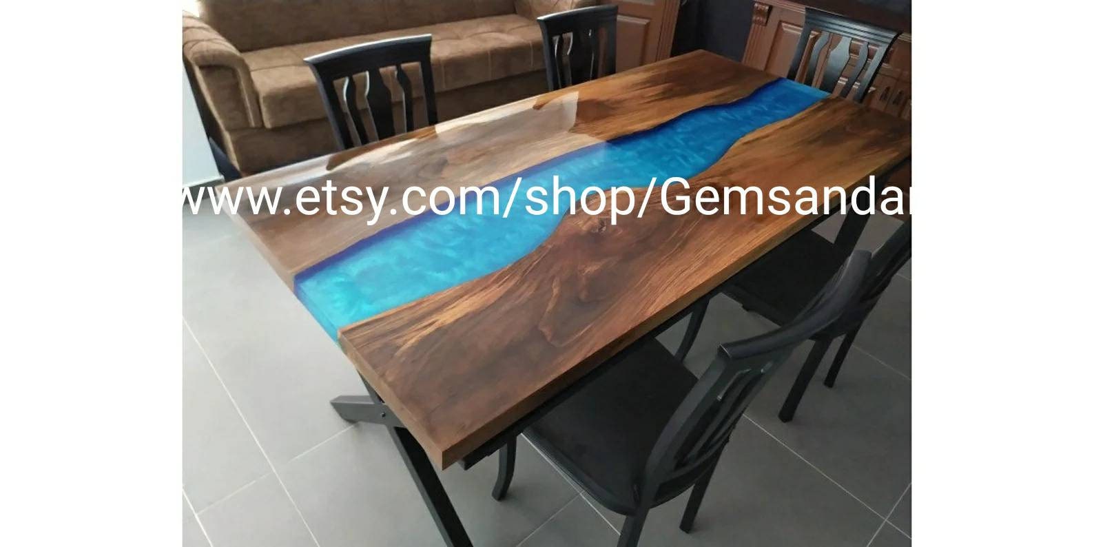 Epoxy Table Top with Acacia Wood | Dining Table Top | Live Edge Wooden Table Top | Coffee Table Top (Customisable)