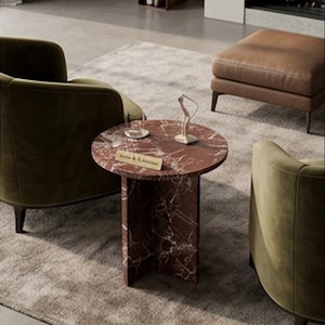 Rosso Levanto Red Marble Round Table Top | Dining Table Top | Coffee Table Top | Counter Top (Customisable)