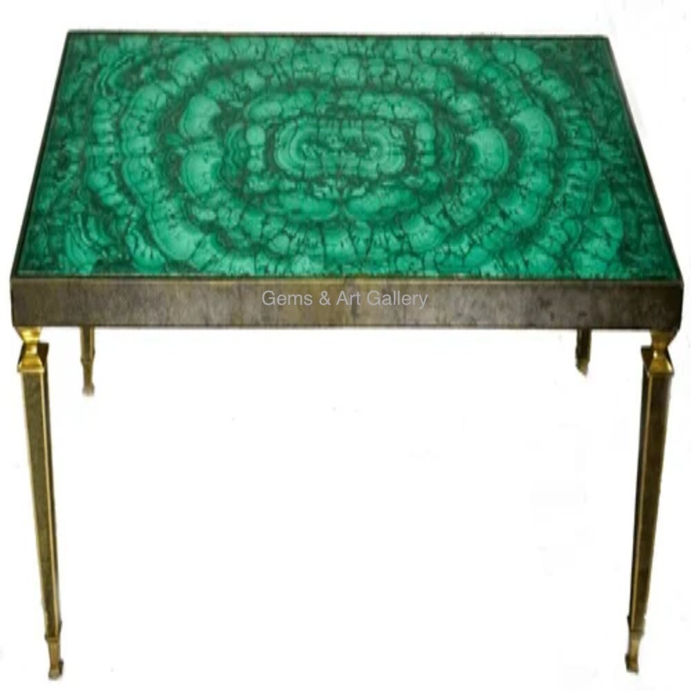 Tampo de mesa quadrado natural em malaquita | Tampo de mesa de jantar | Tampo de mesa de centro | Tampo de mesa de balcão (personalizável)