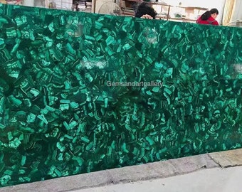 Tampo de mesa retangular em malaquita | Tampo de mesa de jantar | Tampo de mesa de centro | Tampo de mesa de balcão (pode ser personalizado)