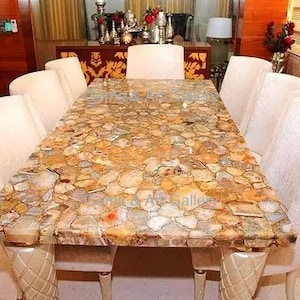 Natural Rectangular Agate Table Top | Dining Table Top | Coffee Table Top | (Customisable)