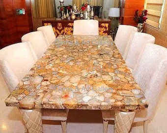 Natural Rectangular Agate Table Top | Dining Table Top | Coffee Table Top | (Customisable)