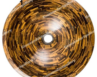 Lavabo oeil de tigre | Lavabo | Lavabo à poser | Vasque de luxe personnalisable en pierres précieuses