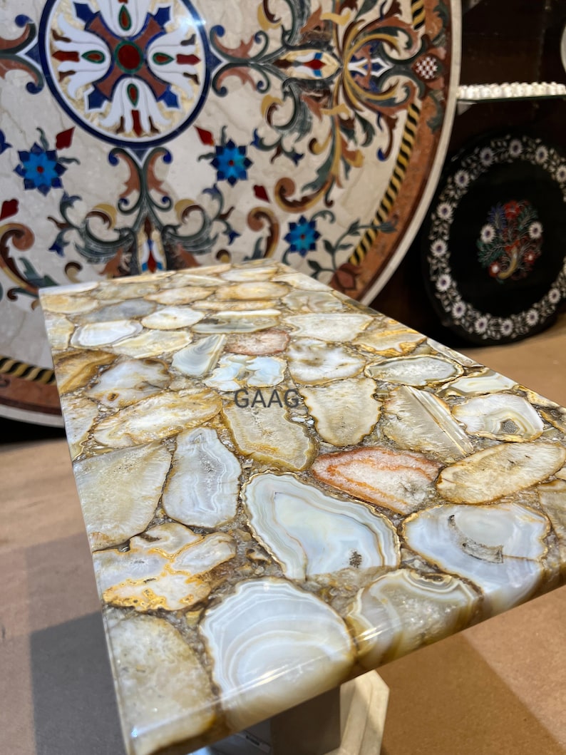 Agate Table Natural Rectangular Agate Table Top | Dining Table Top | Coffee Table ...
