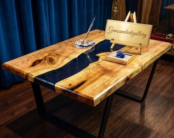 Acacia Wood Dining Table  | Live Edge Epoxy River Table (Customisable)