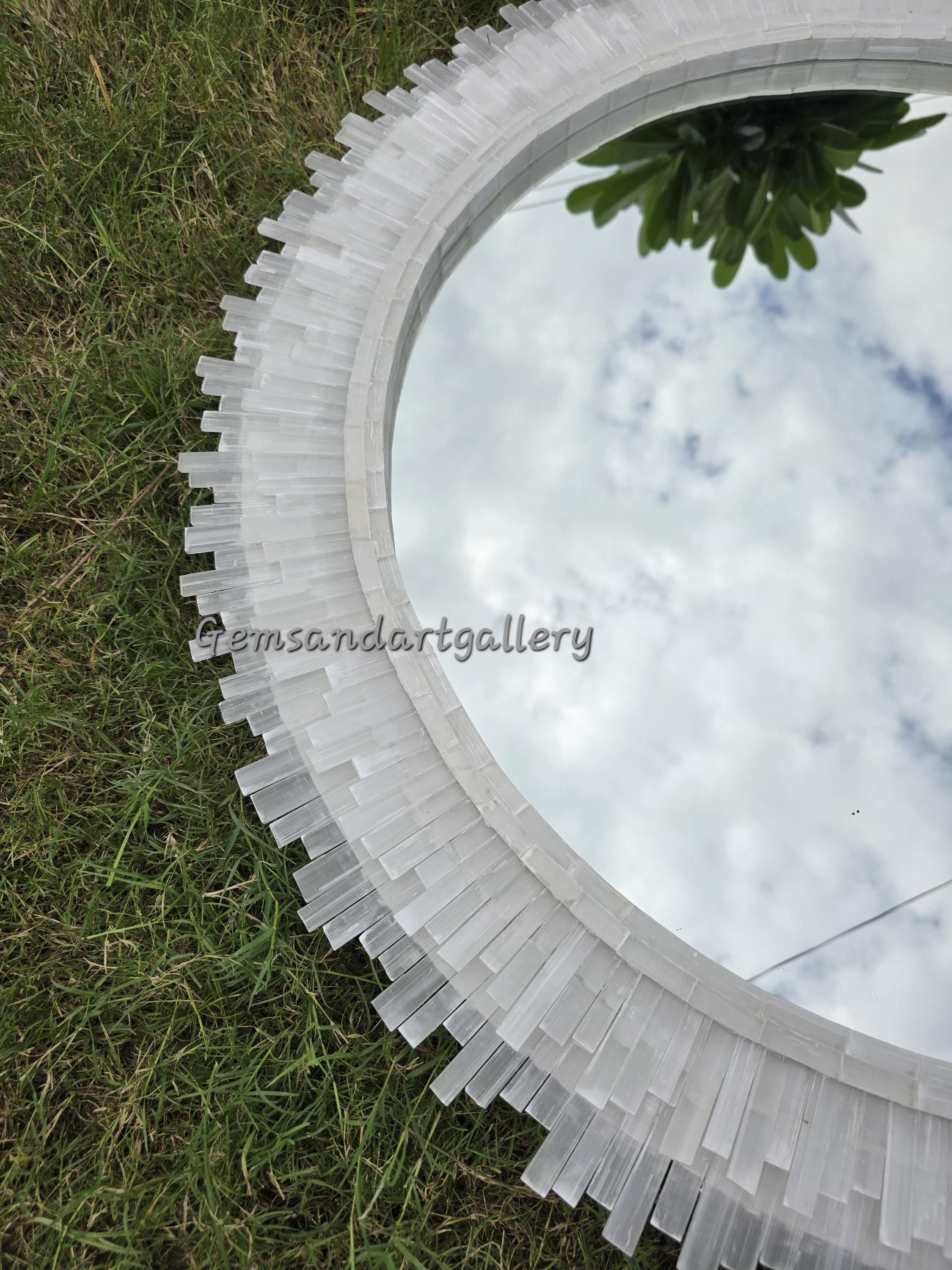 ✨ Espejo Colgante Selenita Sunburst: Decoración Art Deco Hecha A Mano Desde India | Regalo único Para Sala O Baño