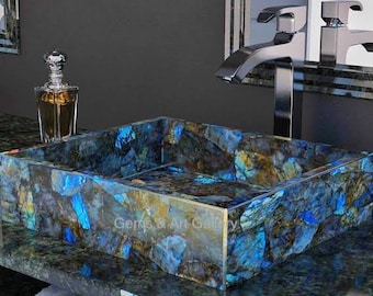 Natural Labradorite WashBasin | Labradorite Sink  (Customisable)