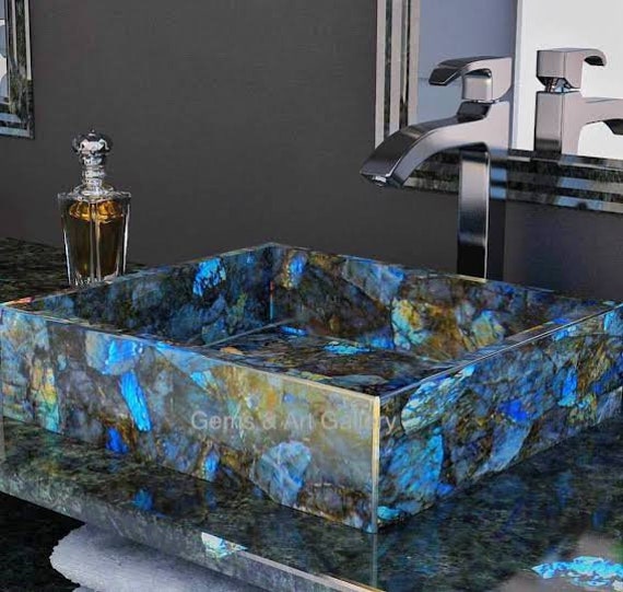 天然ラブラドライト洗面台 | ラブラドライトシンク（カスタマイズ可能