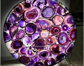 Purple Round Agate Table Top, Dining Table, Coffee Table, Resin Table ( Can be customised as per the size and design)