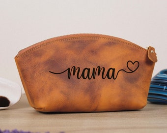 Mother's Day Gifts, Leather Makeup Bag for Mom, toiletry Bag for Her, Mama Gift, Grandmother Pouch,1st Mother Storage Bag,Travel Bag for Mom