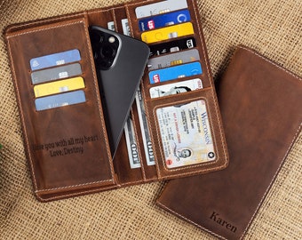 Personalized Women Leather Accessories, Leather Wallet Case, Card Holder and Phone Part, iPhone Card Holder