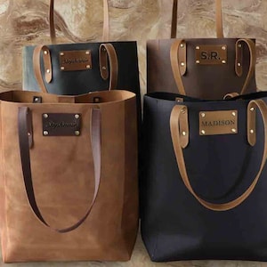 Personalized CHRISTMAS Gift Ideas, Leather Tote Bag For Women, Custom Real Leather Handmade Purse, Work Large Travel Bag,Wife Shoulder Bag