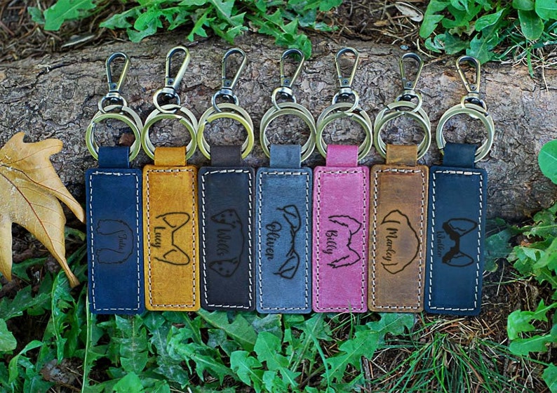 CUSTOM Mothers Day Gift Ideas, Dog Owner Gift Ideas, Dog Gift, Genuine Leather Keyring, Leather Keychain, Pet Portrait, Dog Owner, Dog Mom image 10