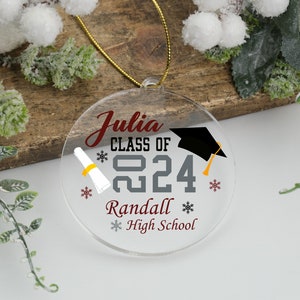 Class of 2024 Ornament, Personalized Graduation Ornament for Her, Senior 2024 Gift, Customizable Graduation Decor, Senior Ornament 2024 Gift
