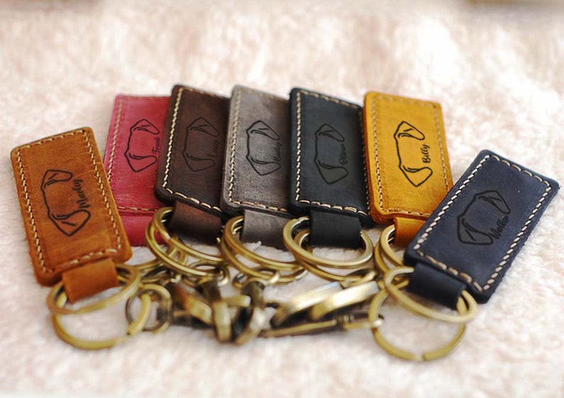 CUSTOM Mothers Day Gift Ideas, Dog Owner Gift Ideas, Dog Gift, Genuine Leather Keyring, Leather Keychain, Pet Portrait, Dog Owner, Dog Mom image 9