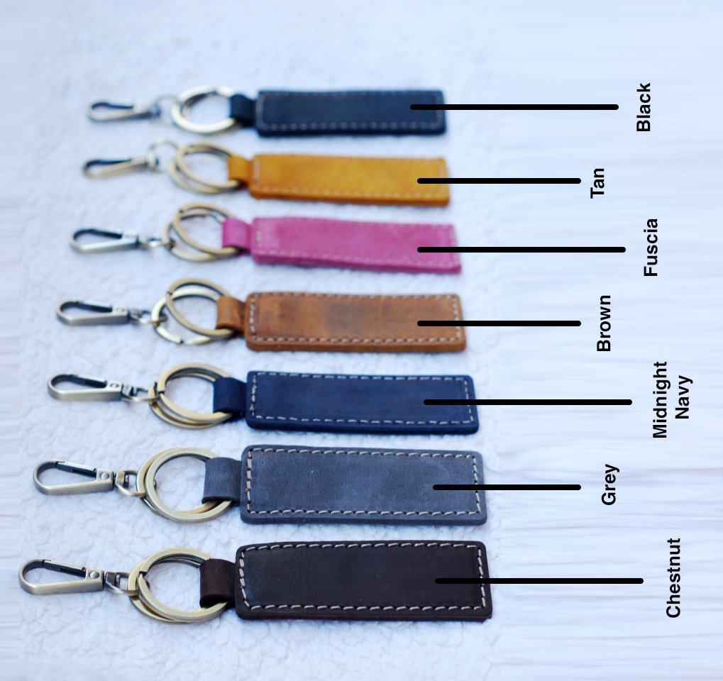 LucasGift 25 Leather Keychains, Slim - Custom Keychains Bulk Burgundy-Silver Hardware / Pack of 25