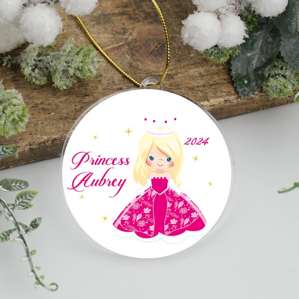 Personalized Princess Ornament, Little Girl Ornament, Girl Princess Christmas Ornament,2023 Ornament, Personalized Toddler Ornament